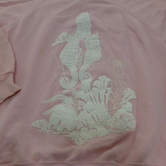 VTG Hanes Sweater Womens Large Seahorse Puff Paint Pink Graphic USA Made 90s - Picture 4 of 10